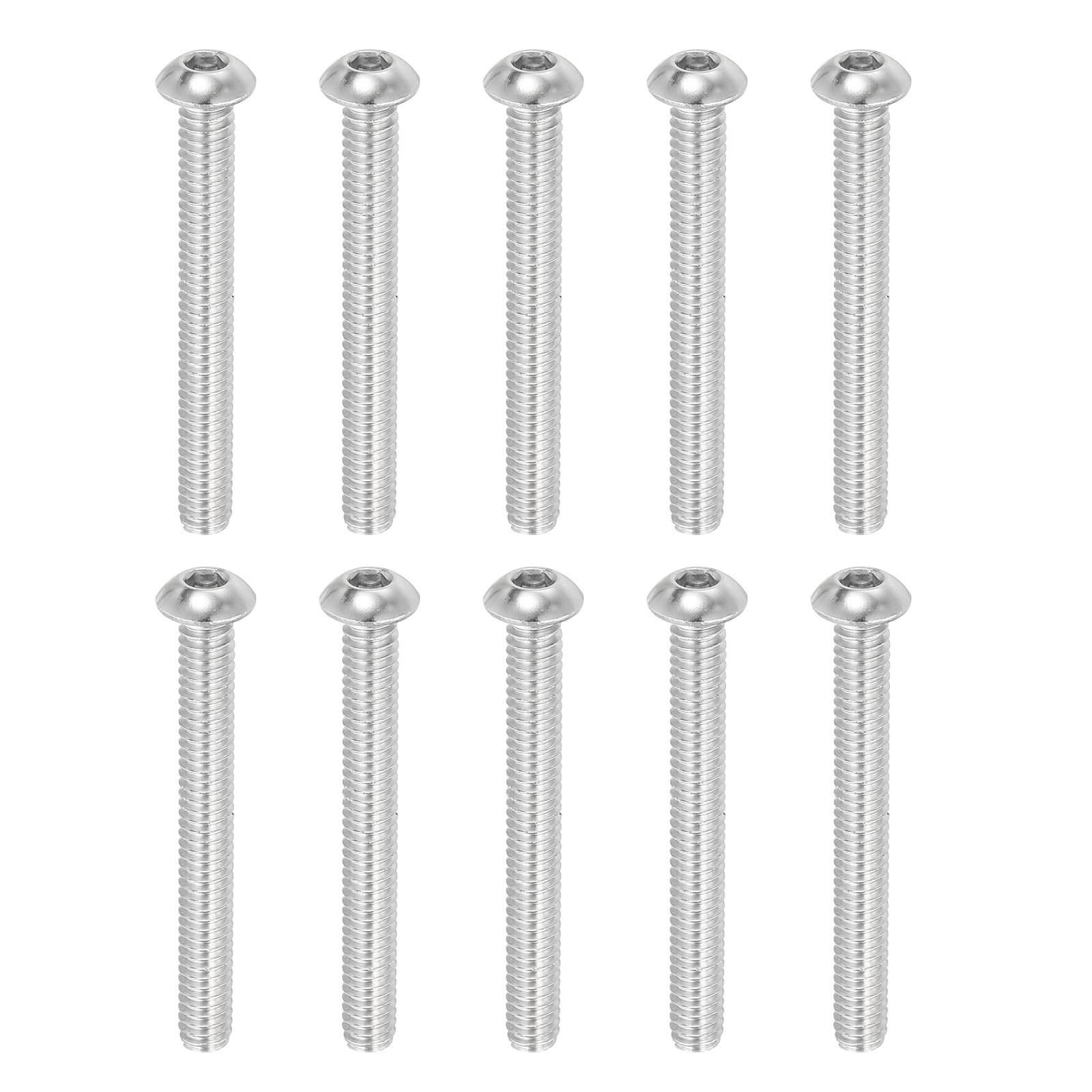 PATIKIL 1/4-20x2-1/4" Button Head Socket Cap Screws, 10 Pcs 304 Stainless Steel 18-8 Socket Cap Screw Bolts Allen Hex Drive Full Thread Fine Thread UNC