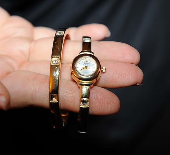 Elgin Galaxie Womens Gold Watch with Matching Bracelet Watches