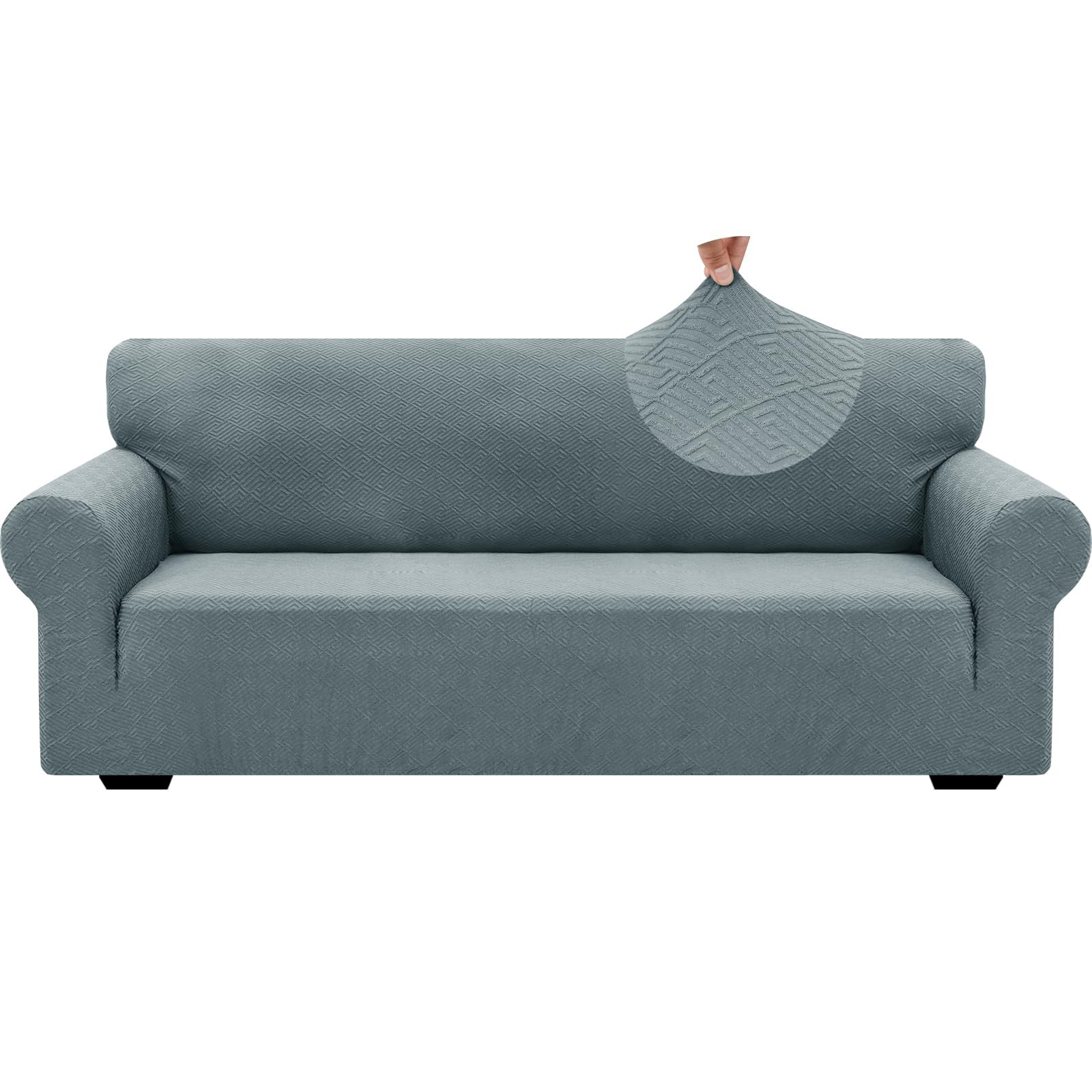 Photo 1 of ZNSAYOTX 1 Piece Jacquard Couch Covers for 3 Cushion Couch Living Room High Stretch Sofa Cover Pets Dogs Friendly Anti Slip Thickened Slipcovers Furniture Protector (Large, New Pattern Light Grey)