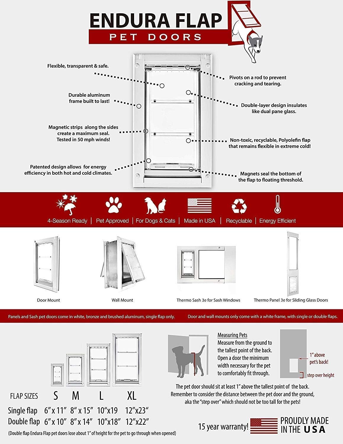 Endura Flap Pet Door Single Flap Wall Mount - Small Flap (6" x 11"), Sturdy Aluminum White Frame : Flap Pet Doors : Pet Supplies