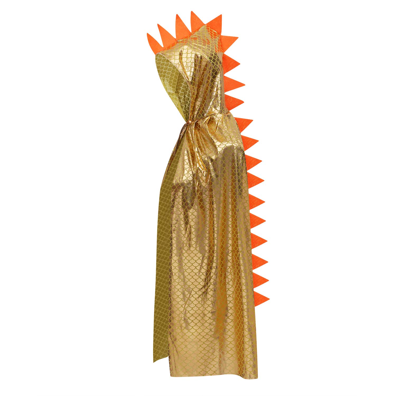 XINCHIA Kids Halloween Metallic Spike Cape Hooded Scale Cloak Dragon Dinosaur Medieval Accessory for Dress Up Pretend Play Fantasy Robe,Birthday,Cosplay Theme Party Costume Gold/Blue/Silver