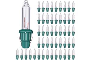Mudder 50 Pcs Replacement Mini Light Bulbs Christmas Tree 2.5 V Incandescent Glass String Light Bulbs with Base Indoor Outdoor Xmas Decoration, 0.17 Ampere, 0.425 Watt (Clear,Green)