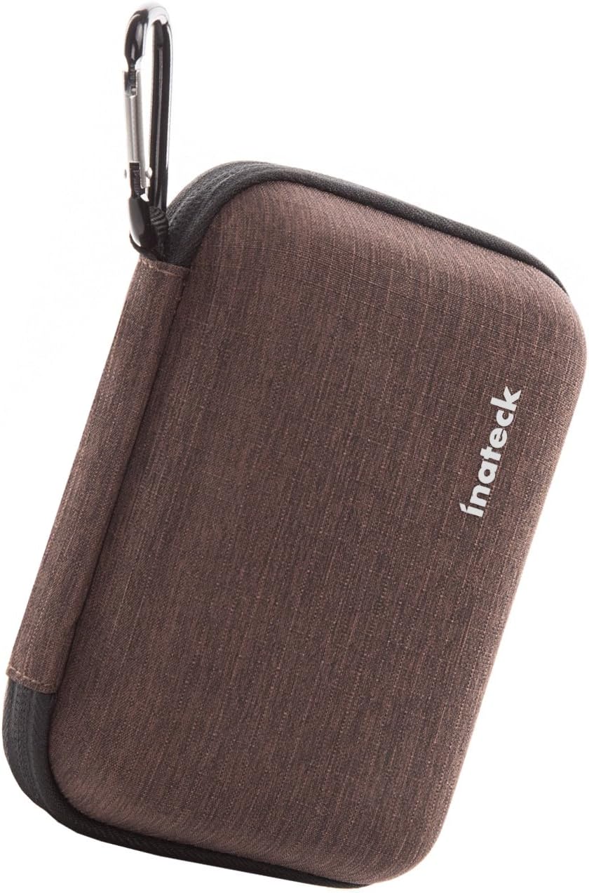 Inateck Shockproof Protective Hard Case,2x2.5 Inch Hard Drive Case or Hard Drive Bags, Large Capacity, Suitable for WD/western digital/Toshiba/Seagate/Samsung portable Case,Brown (HPG)