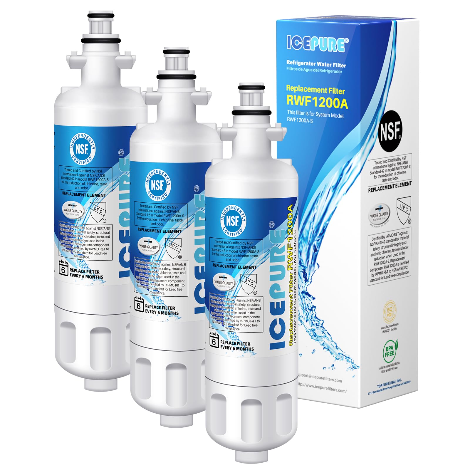 Photo 1 of ICEPURE ADQ36006101 9690 Water Filter Replacement for LG LT700P, Kenmore Elite 46-9690 ADQ36006102, RWF1200A, CLCH106, RWF1052 LFX28968ST LFXS29626S LFXS30766S LFX31925ST LFX31945ST Refrigerator,3PACK