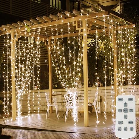 Led Curtain Lights Warm White Window Curtain Fairy Lights With 8