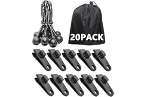 LUYADIN Tarp Clips Heavy Duty Lock Grip, 20 Pack Tarp Clamps Bungee Cord Clip, Fit for Tent Awnings Caravan Canopies Car Cover Swimming Pool Cover Fasteners Clips