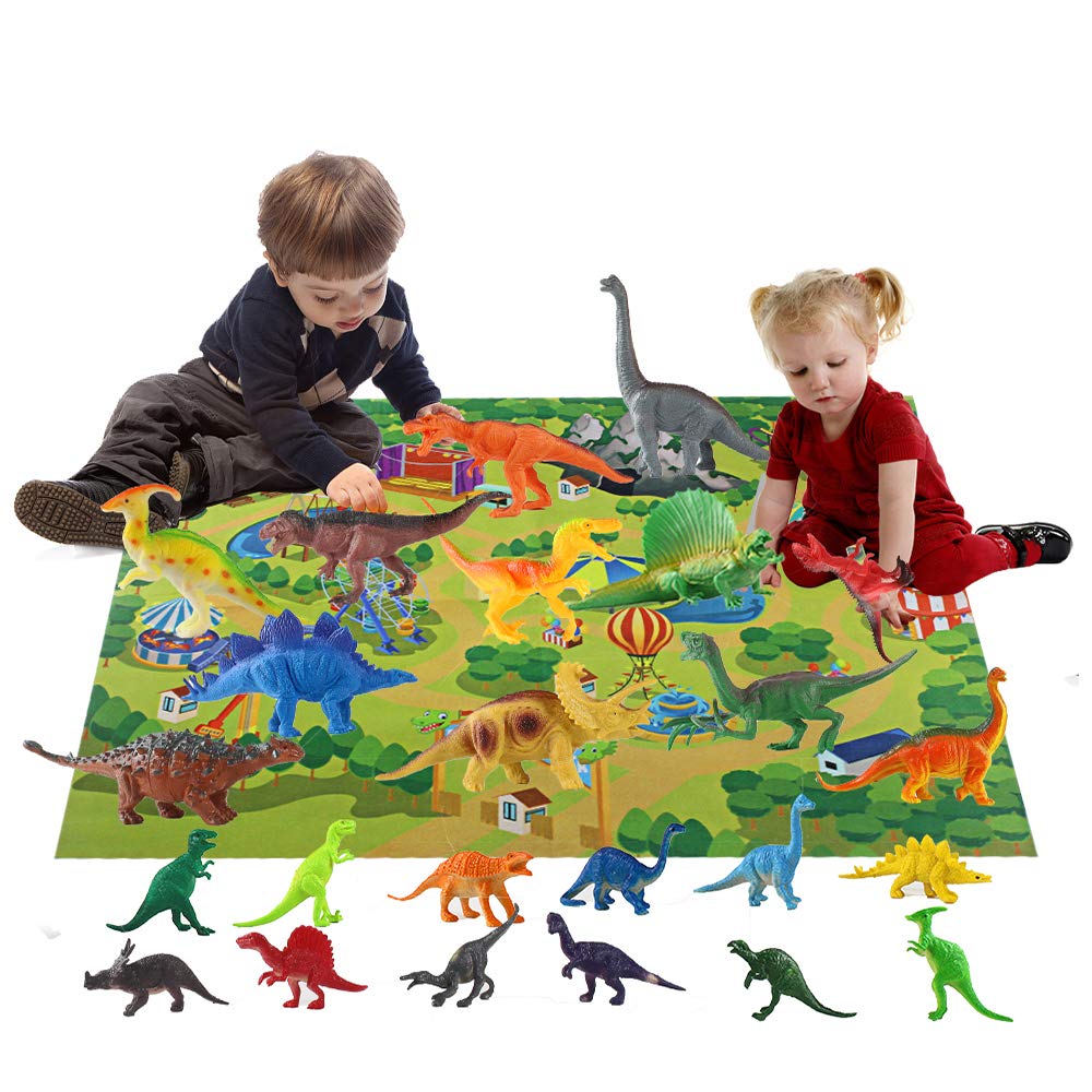 dinosaur playset with mat