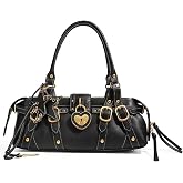 louceko Y2K East West Bag, Studded Handbag Underarm Shoulder Purse