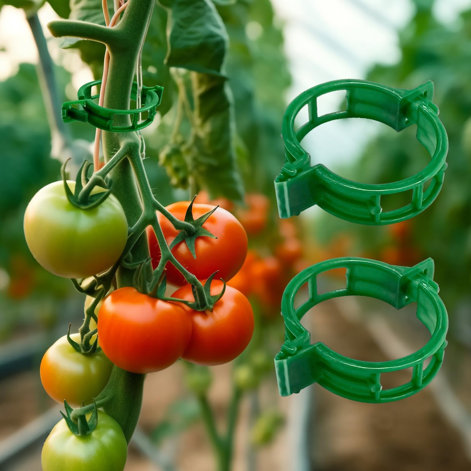 DARENYI 100Pcs Plant Support Clips, Tomato Plant Support Clips, Plant Clips for Climbing Plants, Garden Clips Outdoor Tomato Plant Clips for Tomatoes, Grapes, Chili Peppers, Eggplants (Green)