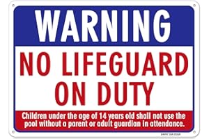 GIMIPATS GIMIPAT Aluminum warning no lifegurd on duty children under the age of 14 should not use the pool without a parent or adult guardian in attentance Pool Sign, 12inx16in Fade Resistance, Indoor/Outdoor