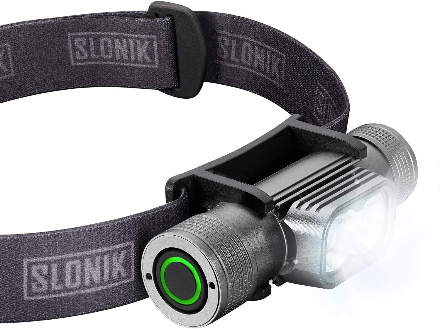 SLONIK Rechargeable Headlamp for Adults 1000 Lumens Super Bright 600 ft Beam LED Headlamp 2200mAh Battery – Lightweight, Heavy-Duty, IPX8 Waterproof Hard Hat Light – Camping, Running Headlight (Grey)