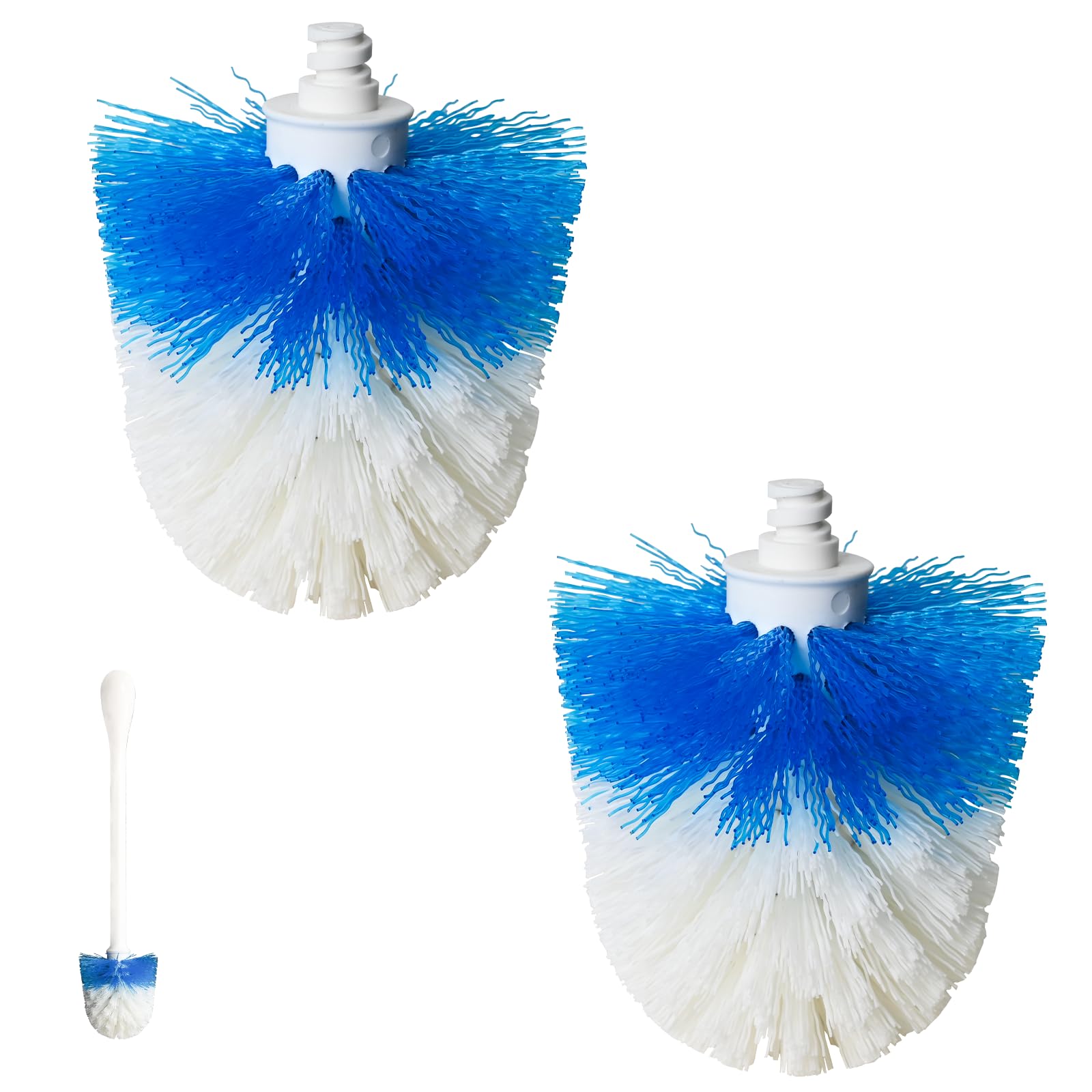 Toilet Brush Refills for OXO Toilet Brush Only, 2 Pack Toilet Brush Replacement Head, Blue & White, Nylon & Plastic Material Bristles