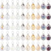 PH PandaHall 200pcs Faceted Teardrop Charms, 10 Colors Crystal Charms Transparent Glass Crystal Pendants Wire Wrapped Glass Charms Drop Dangle Charms for Necklace Clip on Earings Bracelet Craft Making