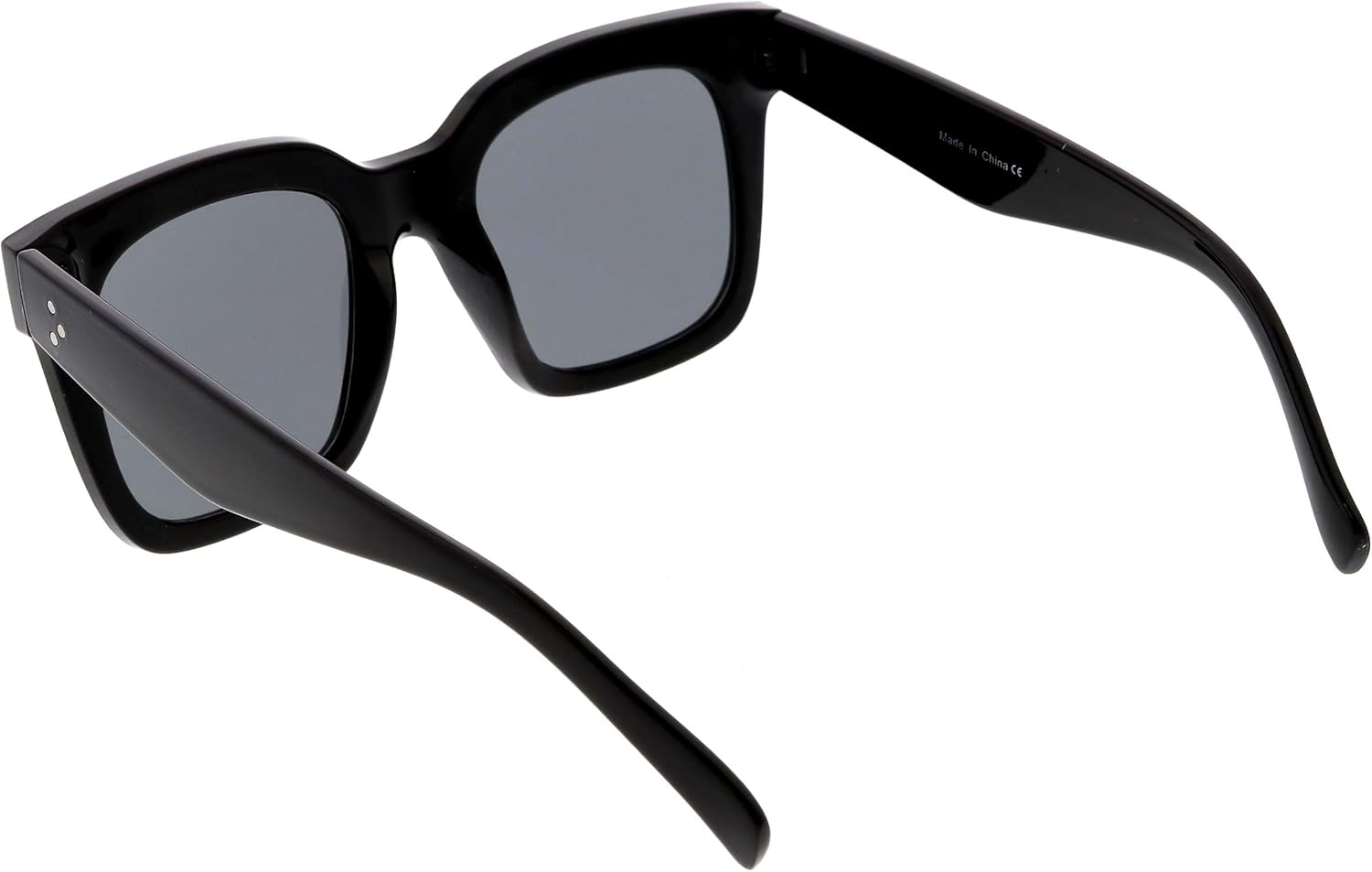 zeroUV - Bold Flat Lens Oversized Square Frame Horn Rimmed Sunglasses 50mm (Shiny Black/Smoke): Clothing