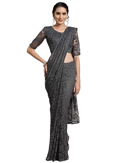 Women's Lycra Saree with Blouse Piece (NETM_ Saree_Free Size)