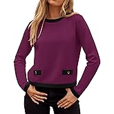 ZESICA Women's Fall Sweaters 2026 Long Sleeve Crewneck Knit Color Block Lightweight Pullover Tops Clothes