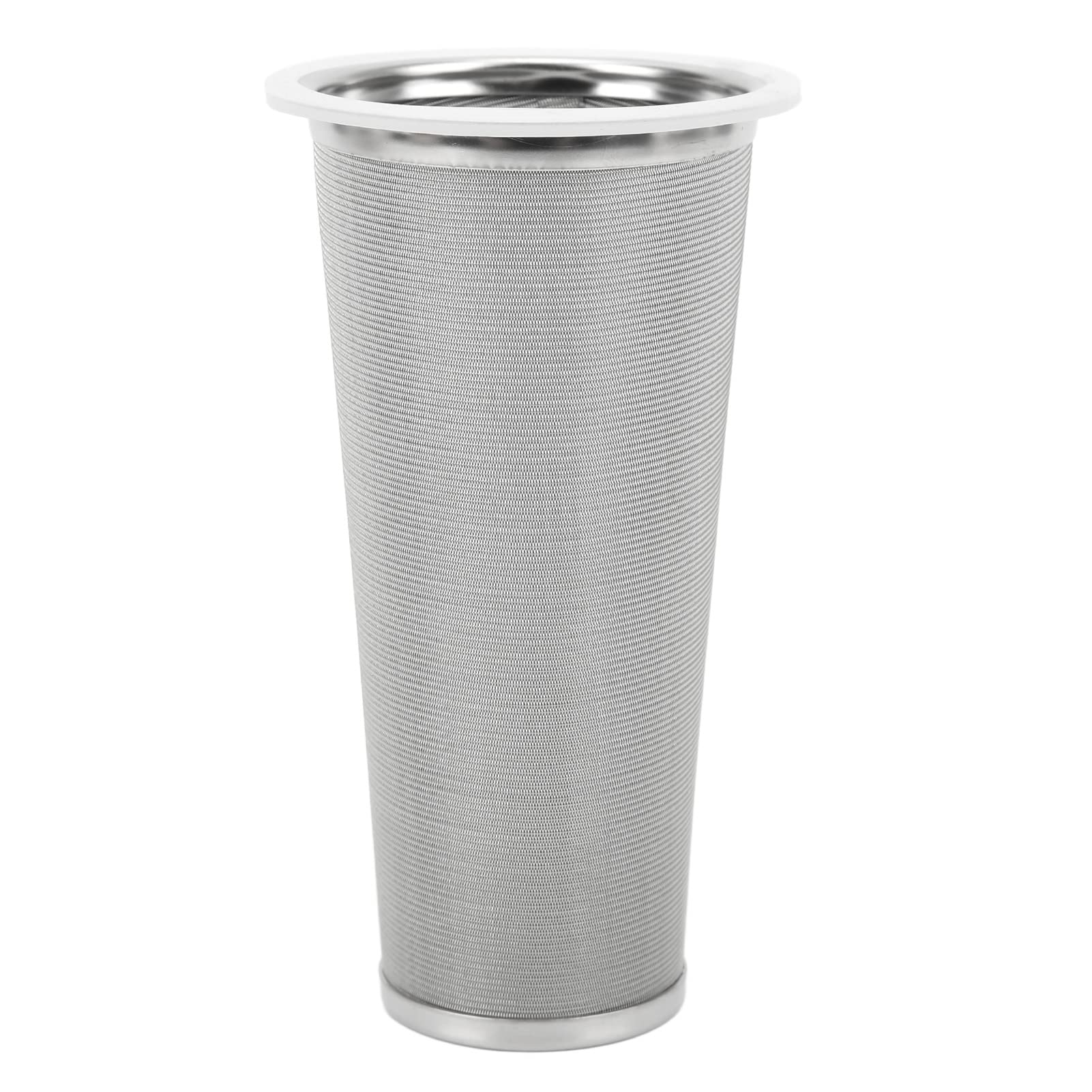 Cold Brew Filter, 304 Stainless Steel Cold Brew Coffee Filter Cone Mesh with White Rubber Circle Coffee Brew Infuser for Iced Tea Coffee(8x15cm/3.1x5.9in)