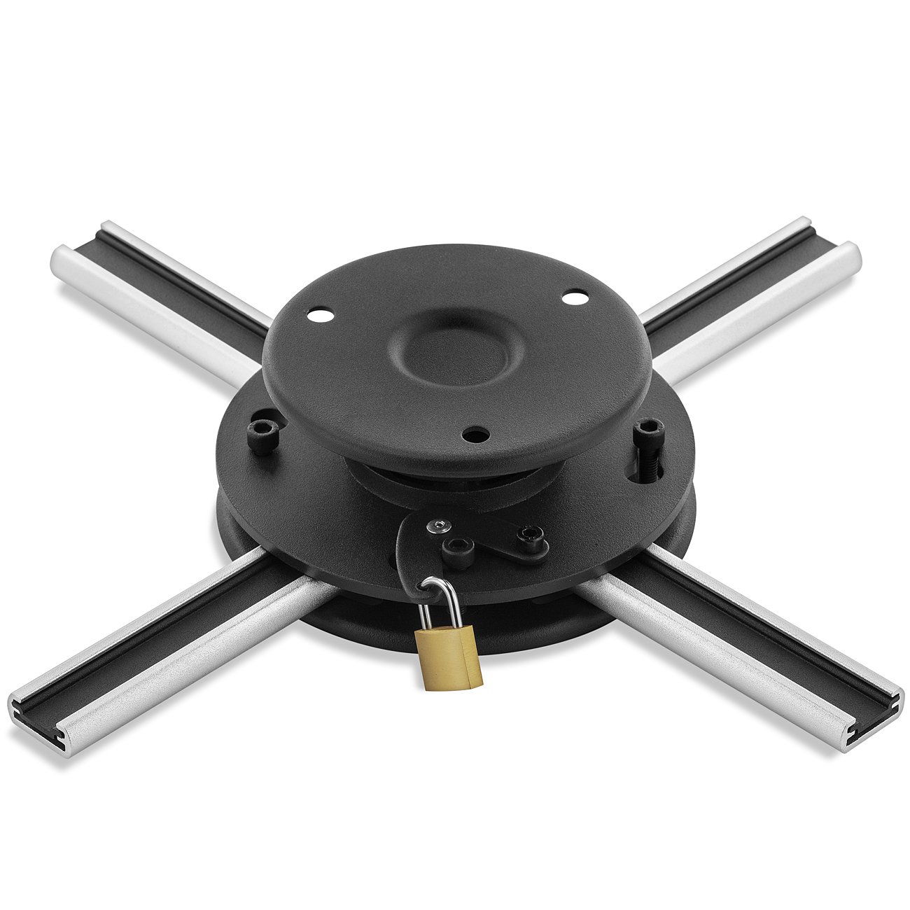 deleyCON Universal Projector Ceiling Mount +/-15° Tilt, 360° Rotation – Up to 20 Kg - Distance from Ceiling: 62 mm – Variable setting – Black