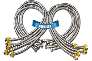 KUODIEOR Flexible Faucet Supply Line Connector, 35-Inch x 1/2" x 1/2" FIP, Premium Braided Stainless Steel Water Supply Hose Line with Anti-Leaking Brass Nut, Perfet for Kitchen Bathroom Sink Faucet (10-Pack)