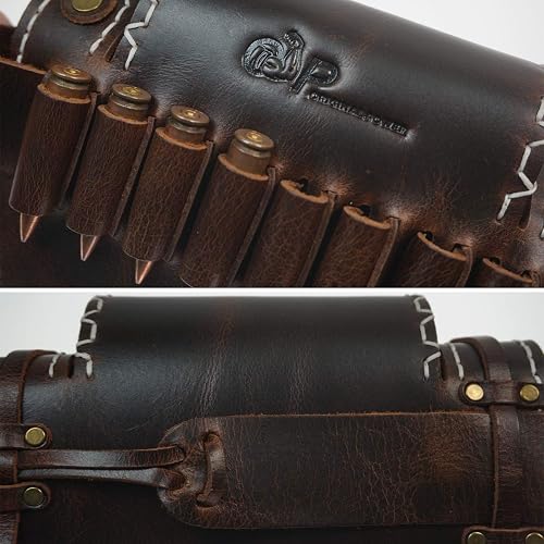Warreplica Leather Rifle Buttstock Shell Holder - Cheek Rest Pad with 8-Round