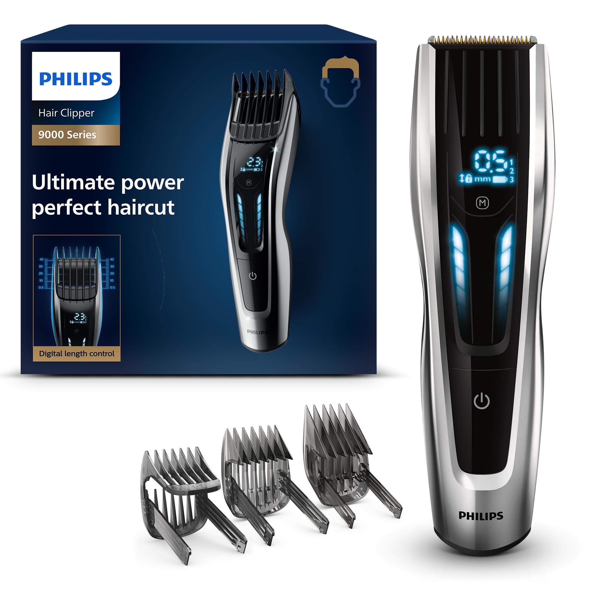 Philips Tondeuse à Cheveux avec Interface à Balayage Tactile Série 9000, (Modèle HC9450/15)