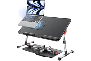 Laptop Desk for Bed with Cooling Fan, SAIJI Height & Angle Adjustable Laptop Stand for Bed, Lap Desk Tray Table, Lightweight Foldable Portable Computer Table for Couch Sofa Chair Floor Desk (Black)
