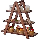 3 Tier Serving Tray, Cupcake Stand,Party Serving Decorative Tray Decor with 3 Bamboo Serving Platters for Fruit Dessert Presentation (Brown)