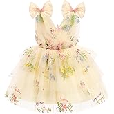 IMEKIS Toddler Girls Butterfly Birthday Dress Rainbow Tulle Formal Wedding Party Ruffle Tutu Dresses Photo Shoot