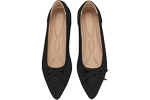 TINGRISE Women's Flats Pointed Toe Bow Knit Ballet Shoes Comfortable Dressy Mesh Slip On Flat