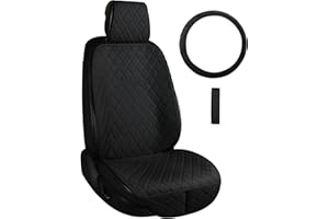 ENOGE Linen Car Seat Cover Front Seat Covers Breathable Cloth Fabric Car Seat Protector Universal Fit Most Automotive, Van, SUV, Trucks (Black, 1 Front Set)