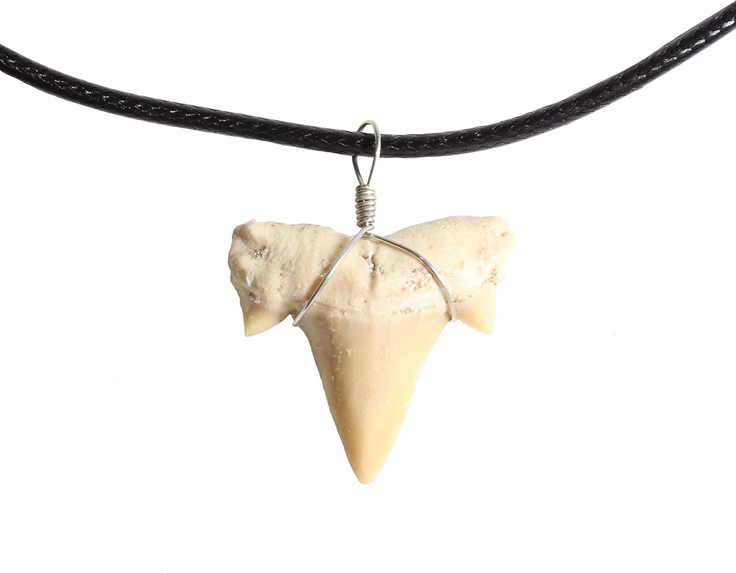 Shark Tooth Necklace for Boys Girls Teens Kids Men - Authentic Real Fossil Shark Pendants on Braided Leather Necklaces - Mens Necklace - Gifts for Men - Mens jewelry - Fashion Jewelry for Men