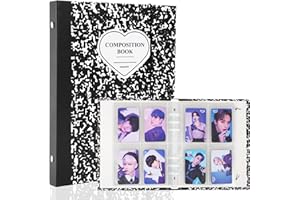 DomiDomi A5 Kpop Photocard Binder Photocard Collect Book w 6 Ring Binder Kpop Photocard Holder Refillable Card Protectors with 30 Pcs Inner Refills Album 240 Pockets (Black Heart)