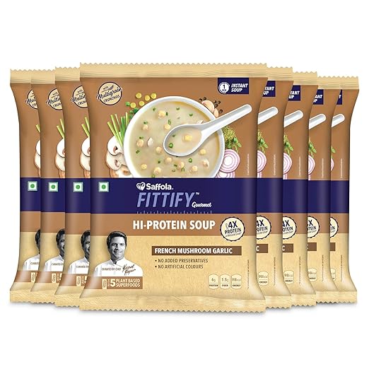 Saffola FITTIFY Gourmet Saffola FITTIFY Hi Protein Instant Soup with Multigrain Crunchies - French