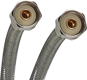 Fluidmaster B4F16 Faucet Connector, Braided Stainless Steel - 1/2-Inch F.I.P. Thread x 1/2-Inch F.I.P. Thread, 16-Inch Length