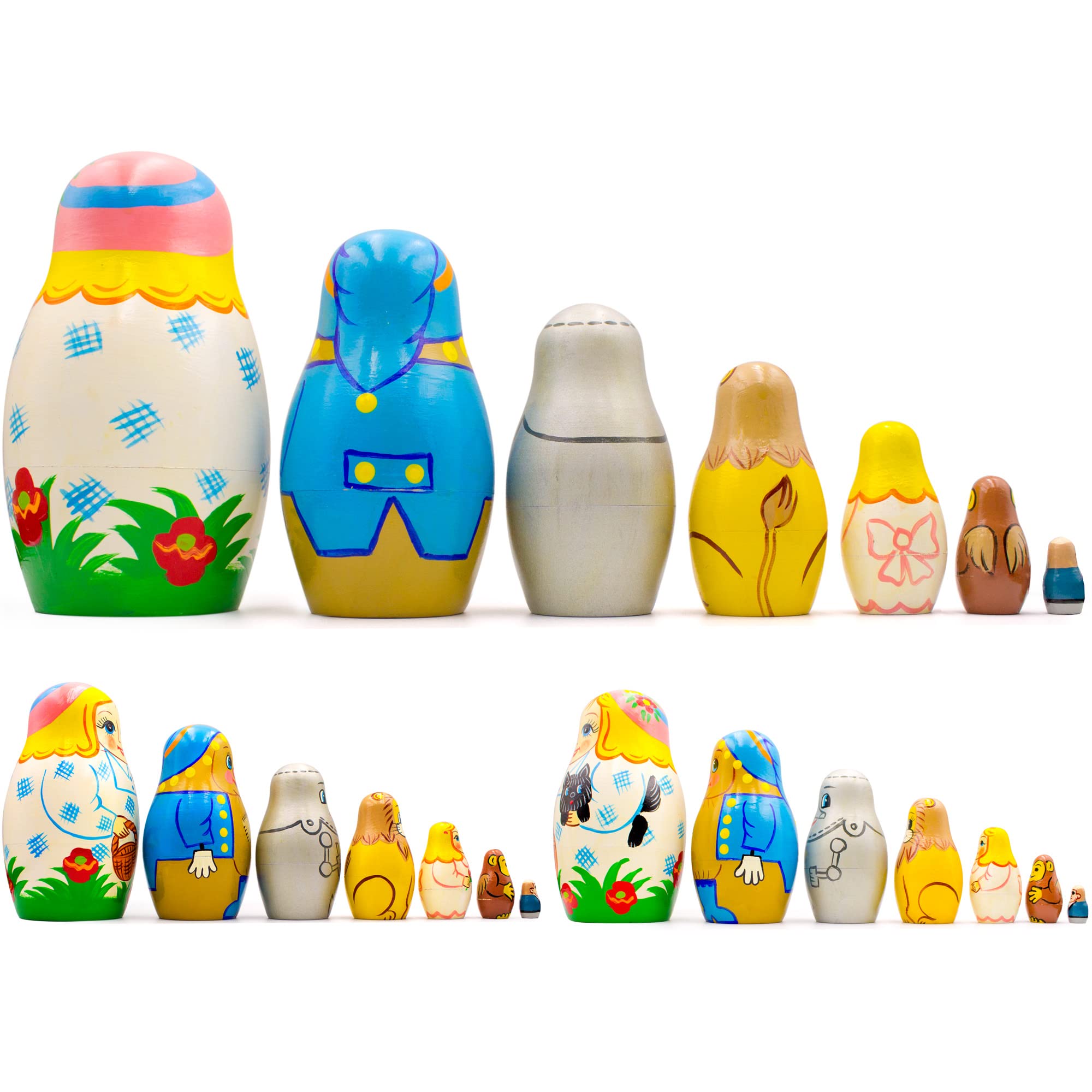 Wizard of Oz Nesting Doll Set of 7 pcs - Matryoshka Dolls with Wizard of Oz Characters - Wooden Russian Dolls with Fairy Tale Wizard of Oz Figurines