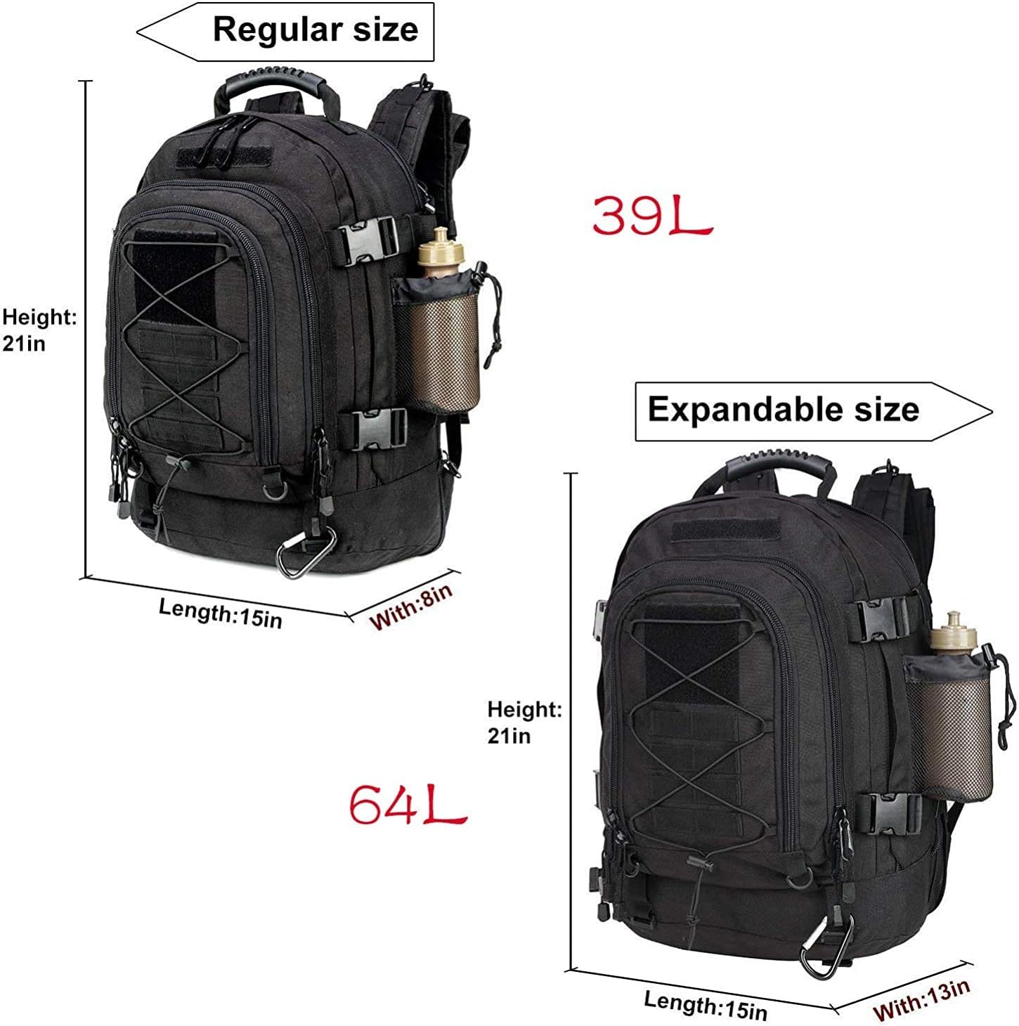 WolfWarriorX Backpack for Men Tactical 3 Day Expandable Bag : Sports & Outdoors