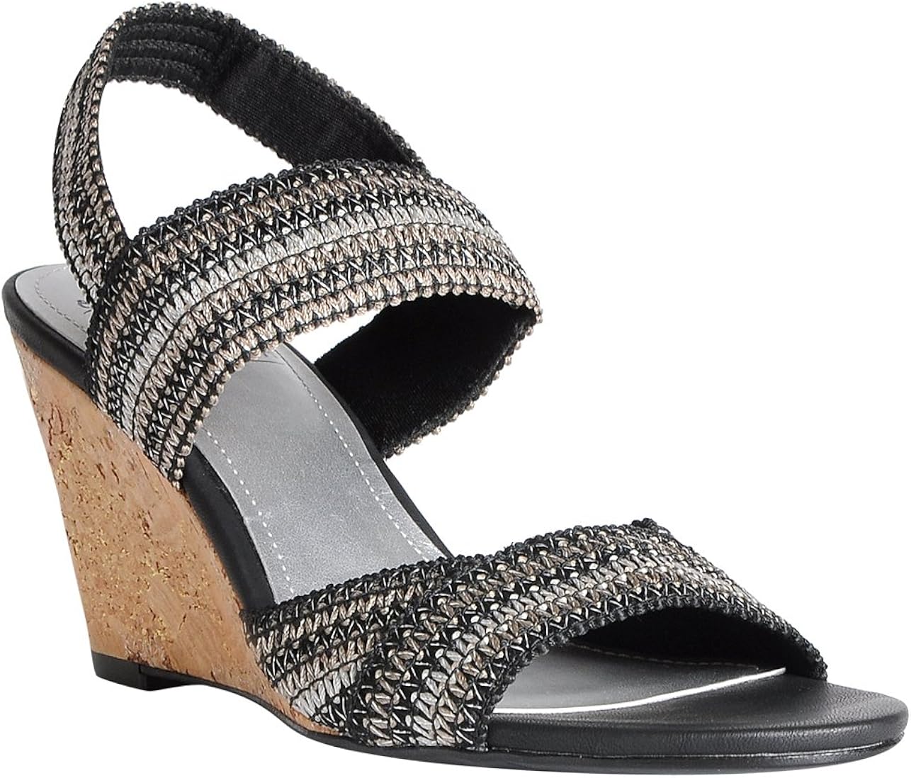 Amazon.com | Impo Vista Women's Stretch Wedge Sandal, Black/Multicolor (11 M US, Black 