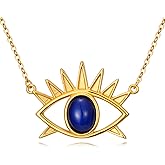 RYNSITO Evil Eye Necklace for Women Star Sapphire Evil Eye Jewelry Pendant with 18+2 Inch Silver Chain Women's Protection Pendant Necklace