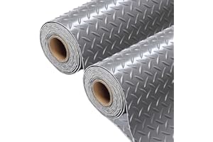 OJOYME 8.2 x 20 Feet Garage Floor Mats, Thickened Diamond Plate PVC Garage Floor Mats, Underfloor Mats, Large SUV, MPV, Pickup Truck Garage Parking Mats, 2 Piece Set