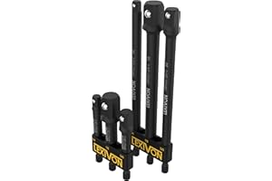LEXIVON 6-Piece Impact Grade Socket Adapter Set - 3" & 6" Extension Bit with Holder | 1/4", 3/8", and 1/2" Drive, Adapt Your 