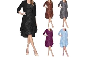 FQZWONG Two Pieces Suit(Dress and Cardigan) for Women Plus Size Sexy Mother of The Bride Lace Formal Gowns and Evening Dress