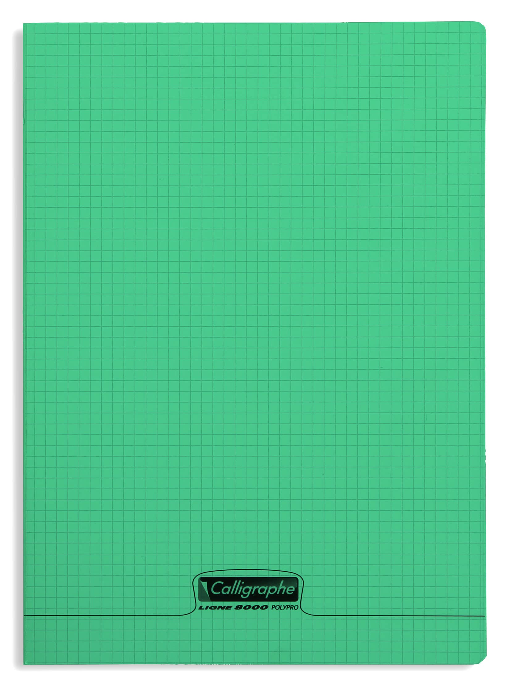 Calligrapher 18385C A Green Stapled Notebook (a Clairefontaine Brand) - 24x32 cm - 96 Small Squared Pages - 90 g White Paper - Transparent Polypro Cover
