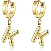 HSWYFCJY bubble exquisite letter Earring for Women Gold Plated Dainty Balloon Initial Earring,Charm Puffy Name Personalized A-Z Alphabet Jewelry Gift
