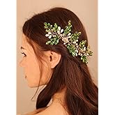 BERYUAN Green Teardrop Crystal Pearls Hair Comb with Gold, Handmade Fashion Jewelry Hair Accessory for Women, Bridal Side Combs for Wedding, Daily Life Wear, Parties, Celebrations
