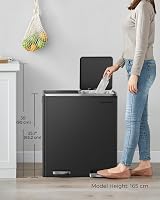 SONGMICS Dual Rubbish Bin 2-Compartment 30 L Pedal Open Lids Black LTB60BK view 7