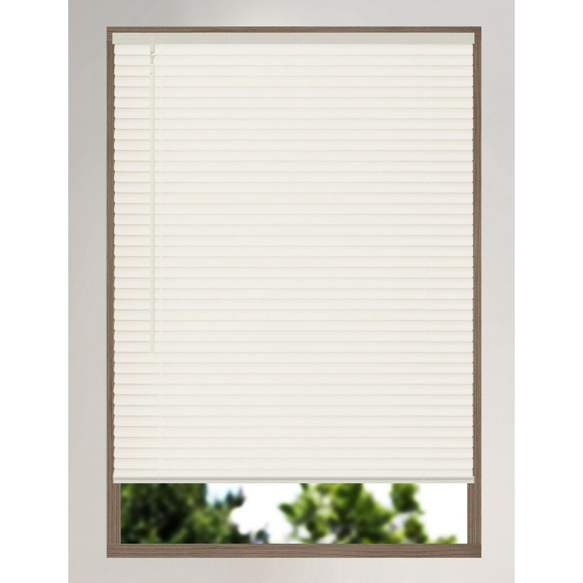 41" Alabaster Cordless Light Filtering Window Blinds, Horizontal Vinyl Mini Blinds/Shades, 1" Slats, Easy Install