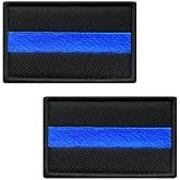 Antrix 2 Pcs Tactical American Thin Blue Line Flag Patch - Support USA Force Pride Patch - Full Embroidered Hook and Loop Fastener Applique Patch for Backpack Clothes Vest Uniform Cap