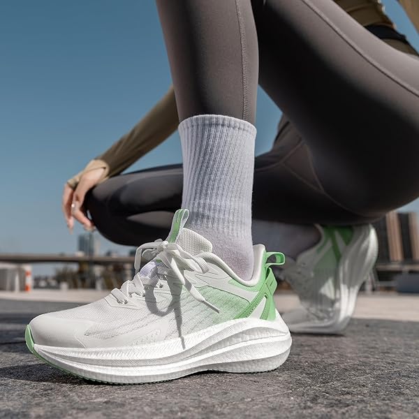 OUTJET WOMEN’S RUNNING SHOES LIGHTWEIGHT CUSHIONED SNEAKERS FOR WALKING, JOGGING, TRAVEL, GYM – BREATHABLE MESH, SOFT SOLE, STYLISH FIT GREEN