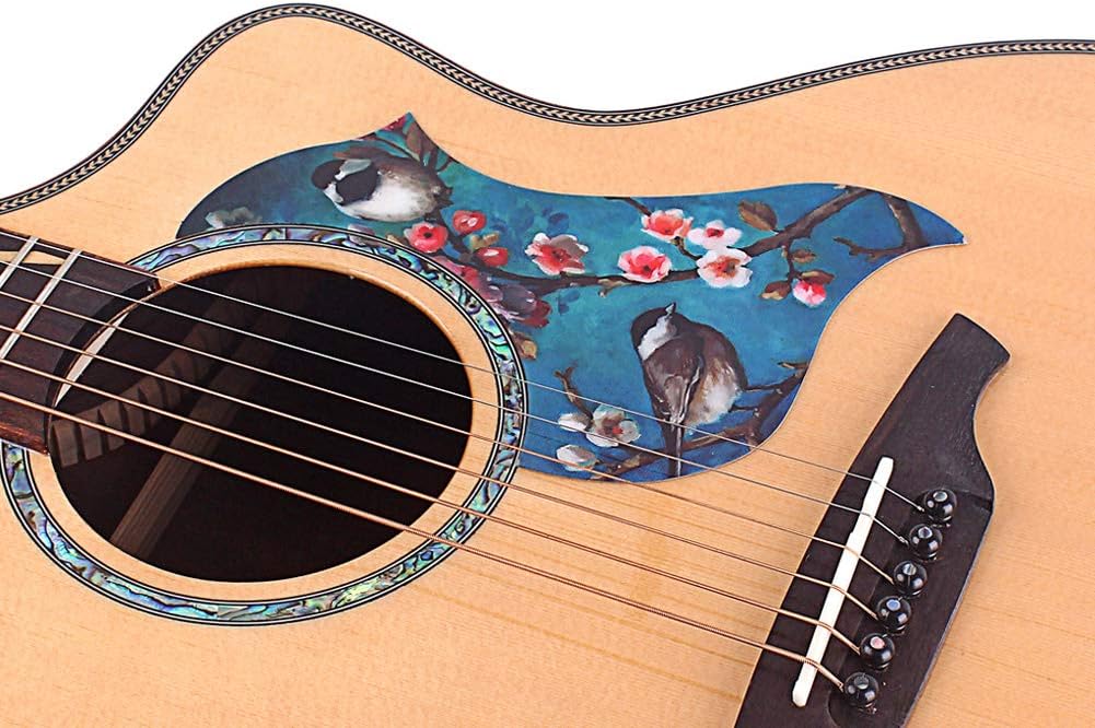 Absir Universal Folk Acoustic Guitar Pickguard Love Bird Pattern Pick Guard Sticker for 40-41inch Guitar