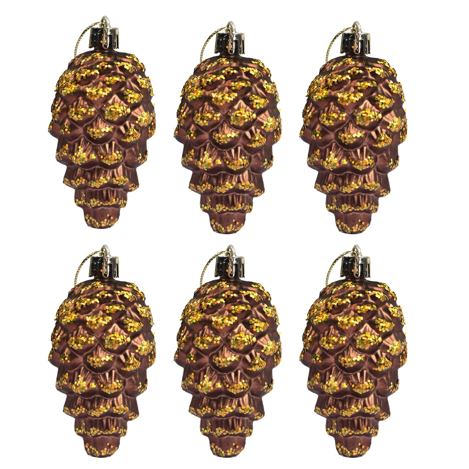 Photo 1 of YYCRAFT Christmas Tree Pinecone Ornaments, Hanging Pine Cone Ornaments 3.5 Inch for Christmas Tree Décor, Hanging Pine Cone Shape Christmas Decorations,6PCS Brown